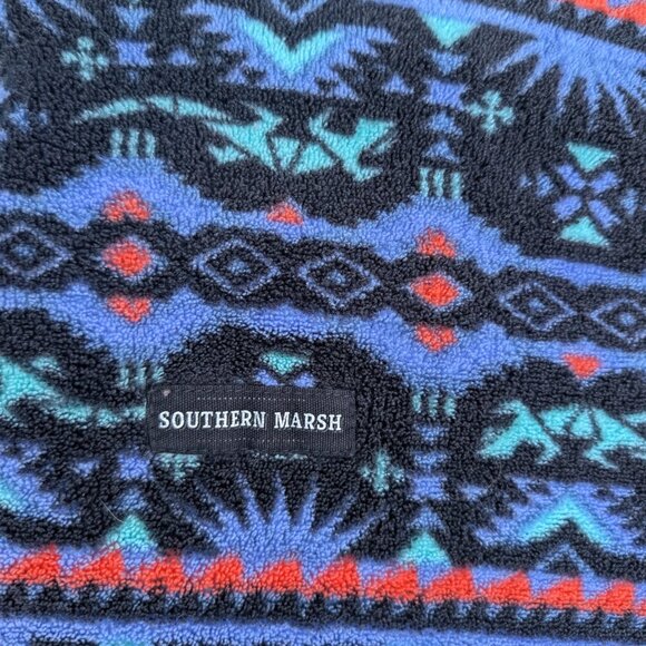 Southern Marsh Dorado Pullover Sweater Women's L Blue Geometric Fleece Casual - Picture 2 of 7